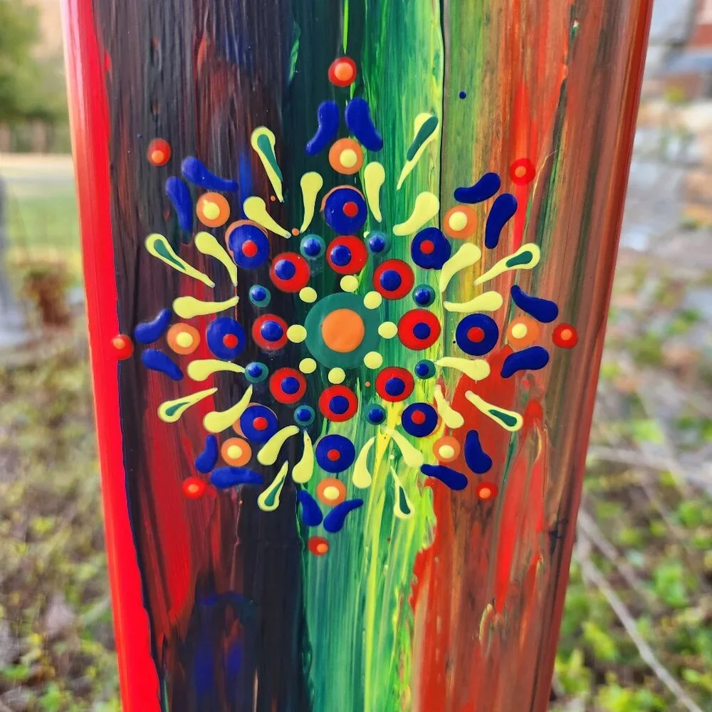 Garden Peace Pole Hand Painted Solar Light and Wire Stand Customized Yard Art